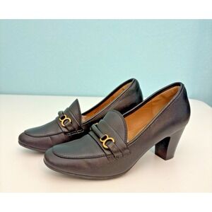 Sofft Leona Black Leather Bit  Loafer Pump‎ Size 8M Officecorp Classic Career